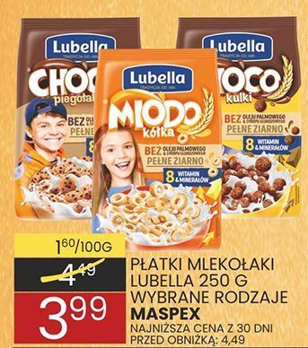 Płatki mlekołaki lubella 250 g wybrane rodzaje promocja w Wafelek