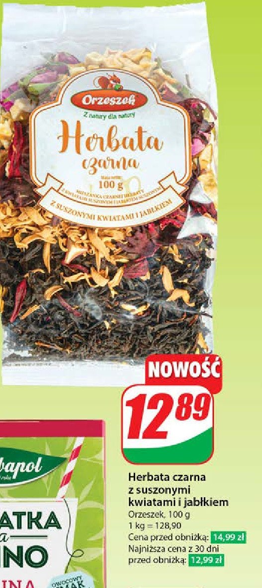 Herbata z suszonymi kwiatami i jabłkiem Orzeszek promocja w Dino