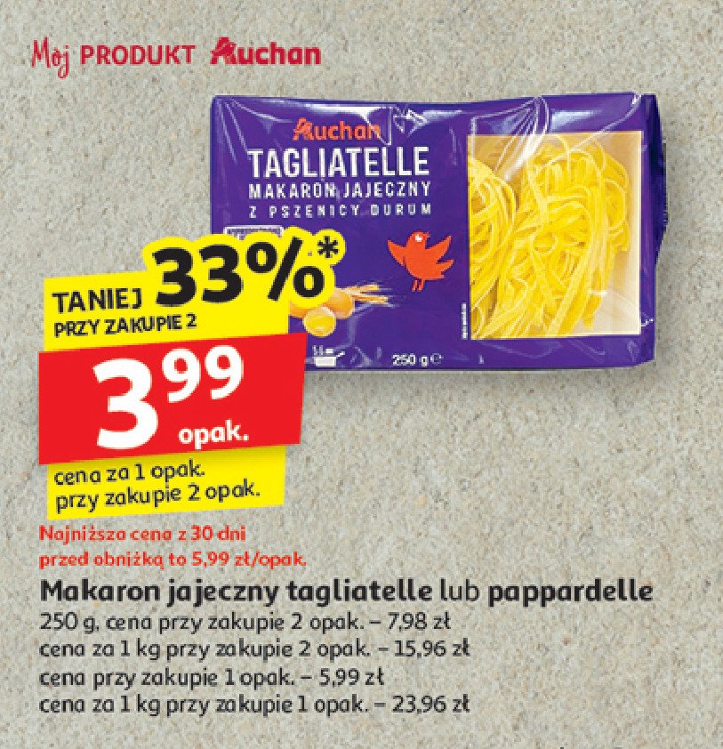 Makaron pappardelle Auchan promocja