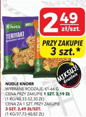 Nudle Knorr wybrane rodzaje promocja w Top Market