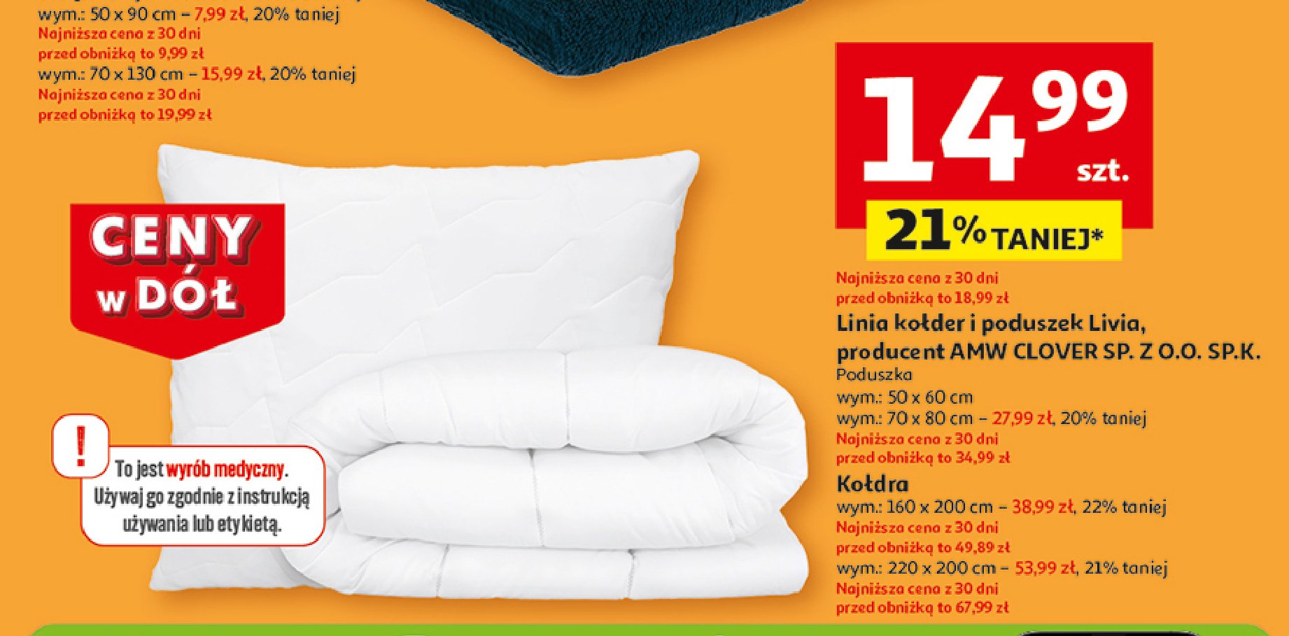 Kołdra z mikrofibry livia 220 x 200 cm Amw promocja