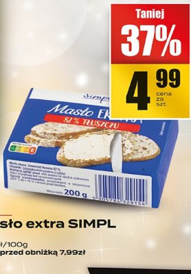 Masło extra SIMPL 200g promocja w Supeco