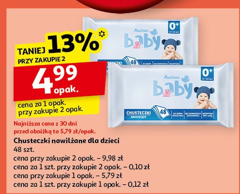 Chusteczki nawilżane Auchan baby promocja