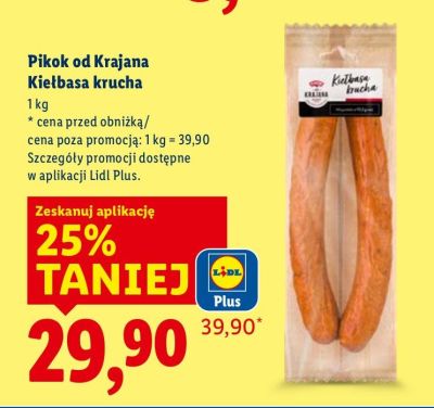 Kiełbasa krucha Pikok od Krajana promocja w Lidl