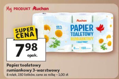 Papier toaletowy rumiankowy 3-warstwowy Auchan promocja w Auchan