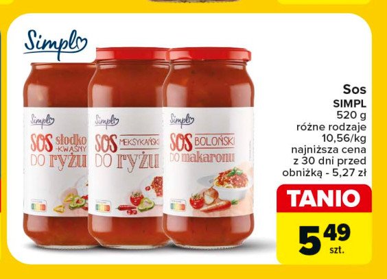 Sos boloński do makaronu Simply promocja