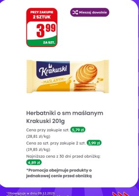 Herbatniki o smaku maślanym Krakuski 201g promocja w Dino
