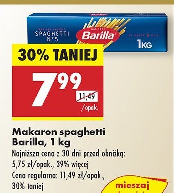 Makaron spaghetti no 5 Barilla promocja w Biedronka
