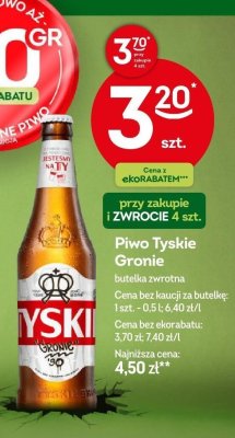 Piwo Tyskie Gronie butelka zwrotna promocja w Żabka