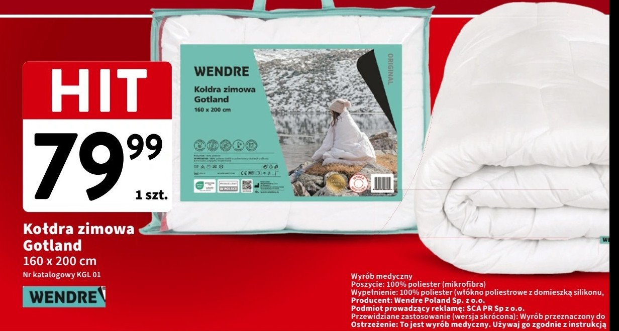 Kołdra zimowa gotland 160 x 200 cm Wendre promocja w Intermarche