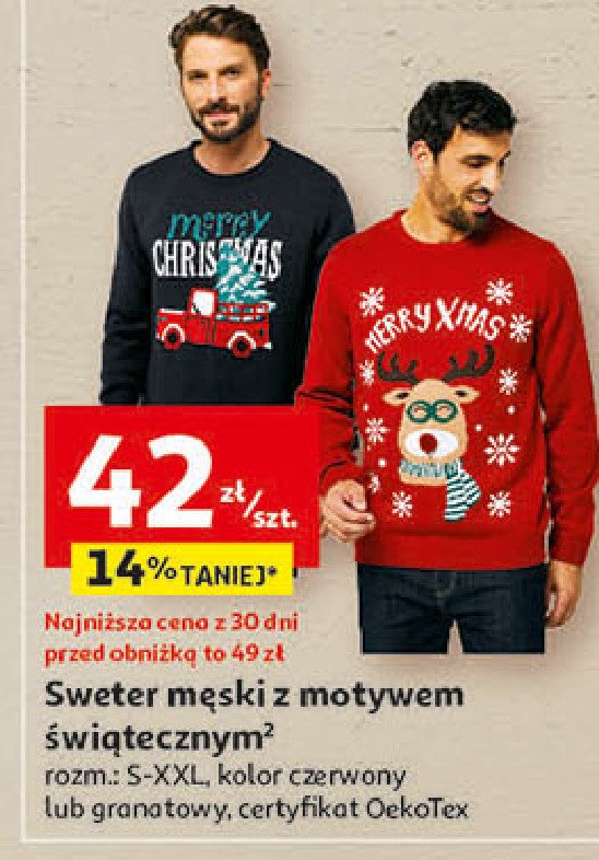 Sweter męski świąteczny s-xxl Auchan inextenso promocja