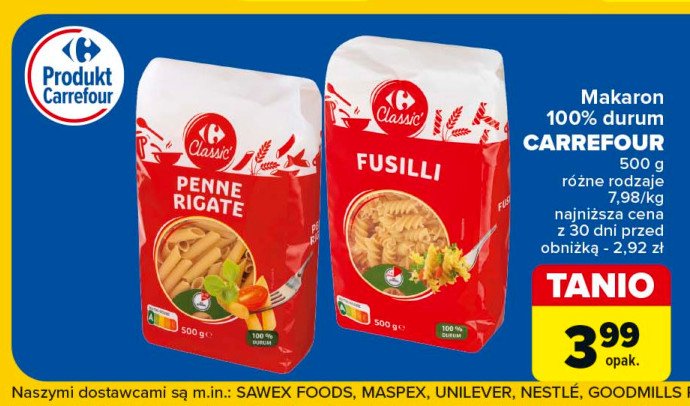 Makaron fusilli Carrefour classic promocja w Carrefour