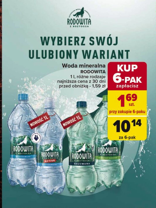 Woda gazowana Rodowita z roztocza promocja w Carrefour Market