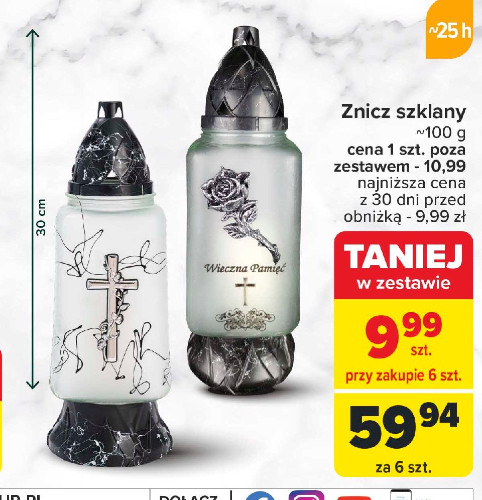 Znicz szklany 100 g 25 h promocja