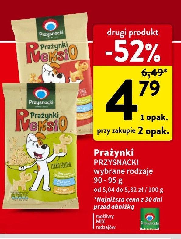 Prażynki reksio lekko solone Przysnacki promocja w Intermarche