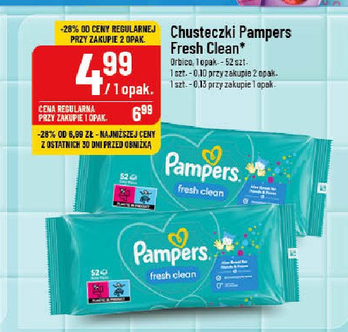 Chusteczki nawilżane Pampers fresh clean promocja w POLOmarket