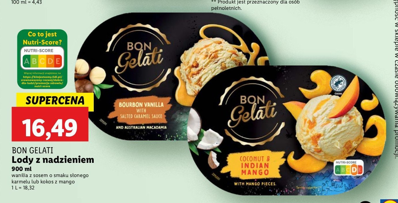 Lody bourbon vanilla with salted caramel BON GELATI promocja w Lidl