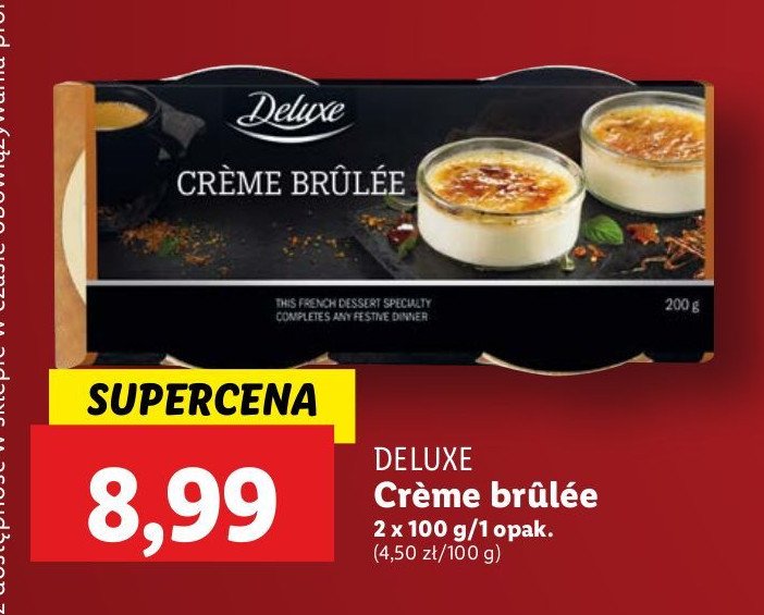 Deser creme brulee Deluxe promocja w Lidl