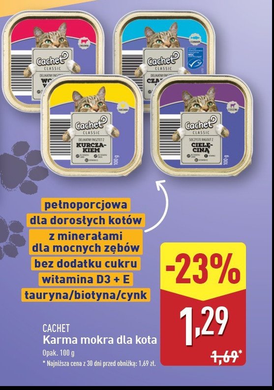 Karma dla kota ryba Cachet promocja w Aldi