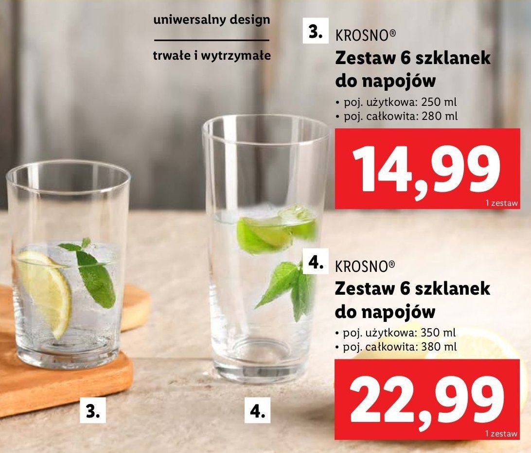 Szklanki do napojów 250 ml Krosno s.a. promocja