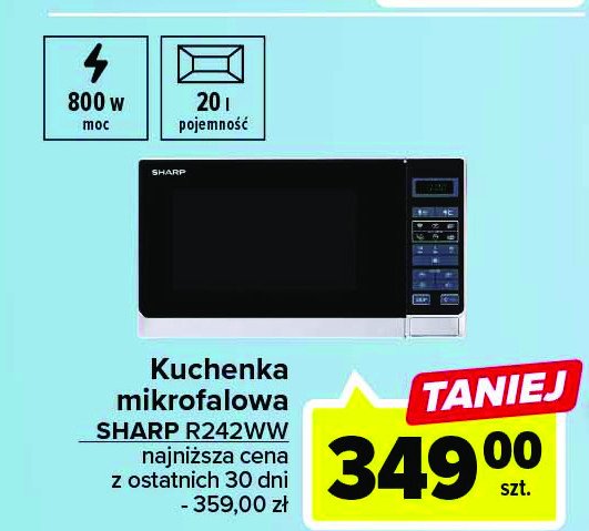 Kuchenka mikrofalowa r242ww Sharp promocja