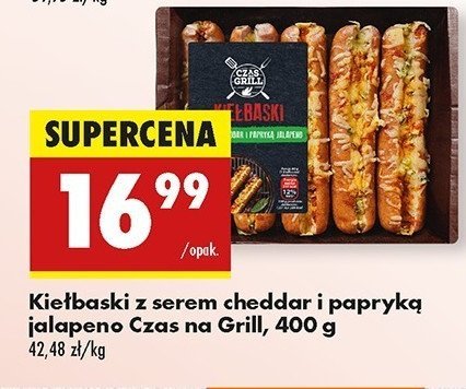 Kiełbaski z serem cheddar i papryką jalapeno Czas na grill promocja w Biedronka