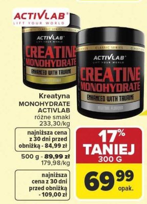 Kreatyna MONOHYDRATE ACTIVLAB różne smaki promocja w Carrefour Market