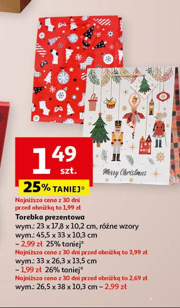 Torebka prezentowa 26.5 x 38 x 10.3 cm promocja w Auchan