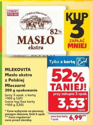 Masło ekstra z Polskiej Mleczarni 82% Mlekovita promocja w Kaufland
