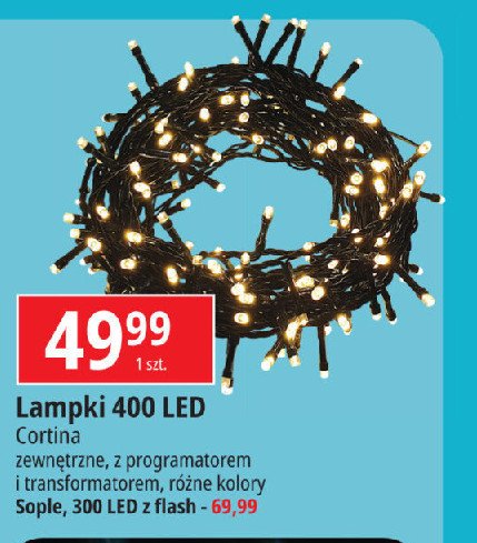 Lampki choinkowe 400 led  ciepły biały Cortina promocja w Leclerc