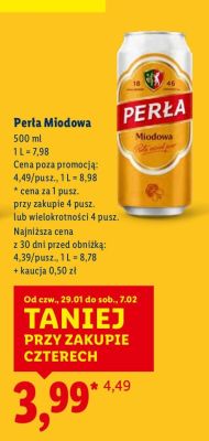 Piwo Perła Miodowa promocja w Lidl