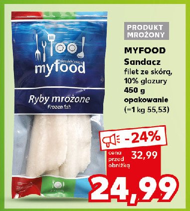 Sandacz - filet ze skórą mrożony Myfood promocja