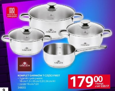 Komplet garnków Gerlach KOMPLET GARNKÓW 7 CZĘŚCI FIRST promocja w Selgros