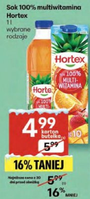 Sok 100% multiwitamina Hortex promocja w Delikatesy Centrum