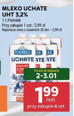 Mleko Uchate UHT 3,2% Polmlek promocja w Stokrotka