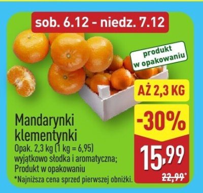 Mandarynki klementynki promocja w Aldi