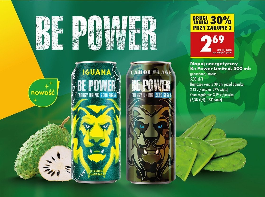 Napój energetyczny zero sugar iguana Be power promocja