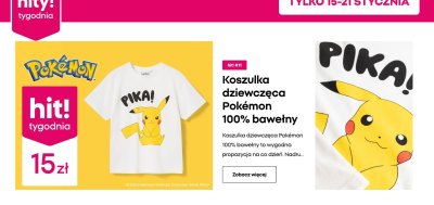 Koszulka dziewczęca Pokémon 100% bawełny promocja w Pepco