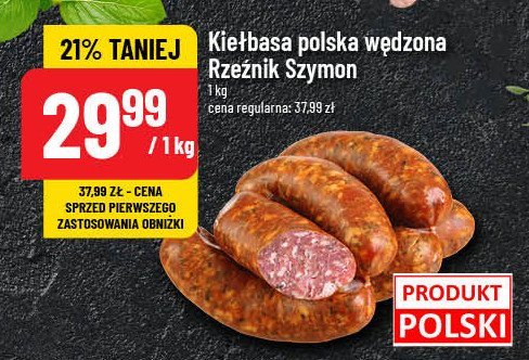 Kiełbasa polska wędzona Rzeźnik szymon poleca promocja w POLOmarket