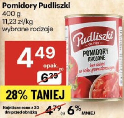 Pomidory Pudliszki promocja w Delikatesy Centrum
