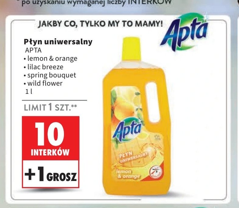 Płyn uniwersalny lemon orange Apta promocja w Intermarche