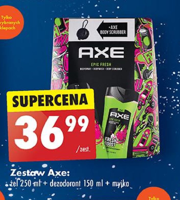 Zestaw w pudełku epic fresh: żel pod prysznic 250 ml + dezodorant 150 ml Axe zestaw promocja w Biedronka