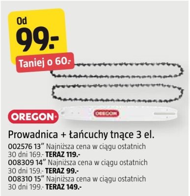 Prowadnica + łańcuchy tnące Oregon 3 el. 008309 14" promocja w Jula