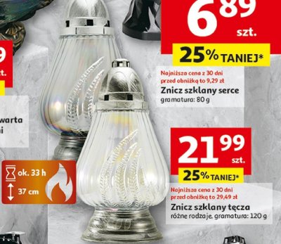 Znicz szklany serce promocja w Auchan