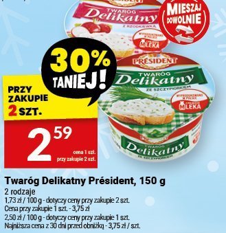 Twaróg Delikatny President, 150 g promocja w Twój Market