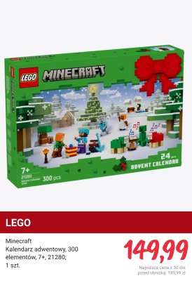 Kalendarz adwentowy LEGO Minecraft, 300 elementów, 7+, 21280 promocja w Rossmann