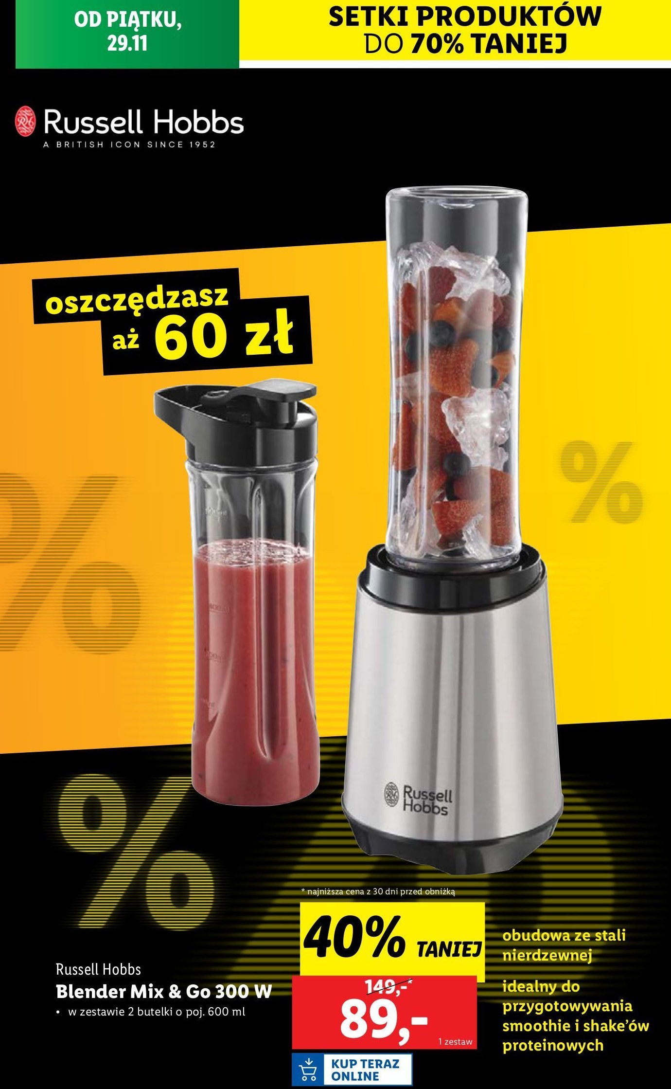 Blender mix and go 300 w Russell hobbs promocja