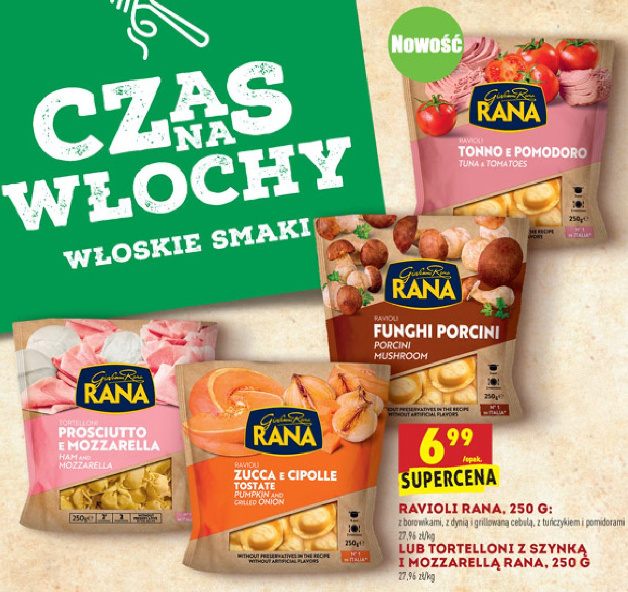 Piero偶ki ravioli z borowikami Giovanni rana promocja