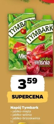 Sok Tymbark jabłko-mięta, jabłko-wiśnia, jabłko-brzoskwinia promocja w Netto