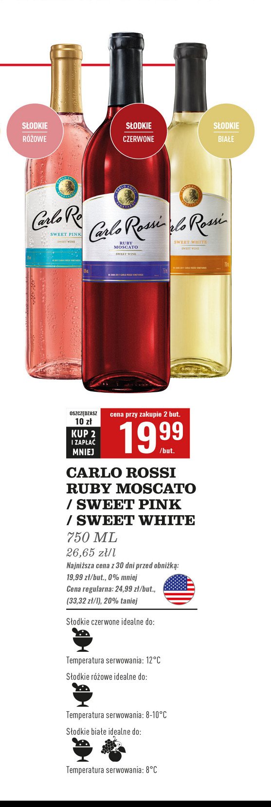 Wino CARLO ROSSI SWEET PINK promocja w Biedronka